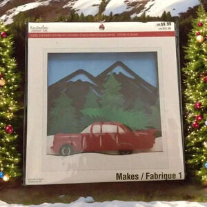 Recollections Christmas Scenic Red Car Paper Layering Craft Kit NEW